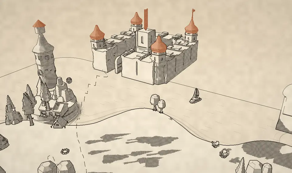 Before the fix: the fort floats above a flat island