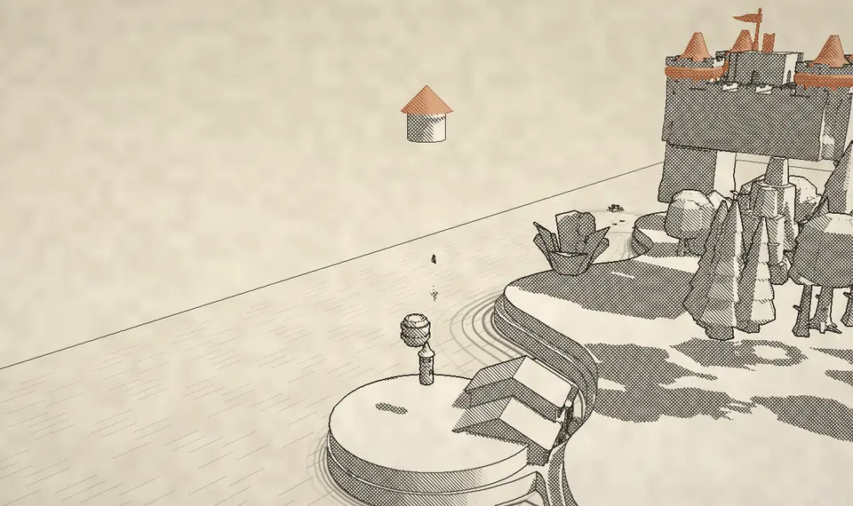 Before the fix: the lighthouse lamp floats over a tiny stub tower